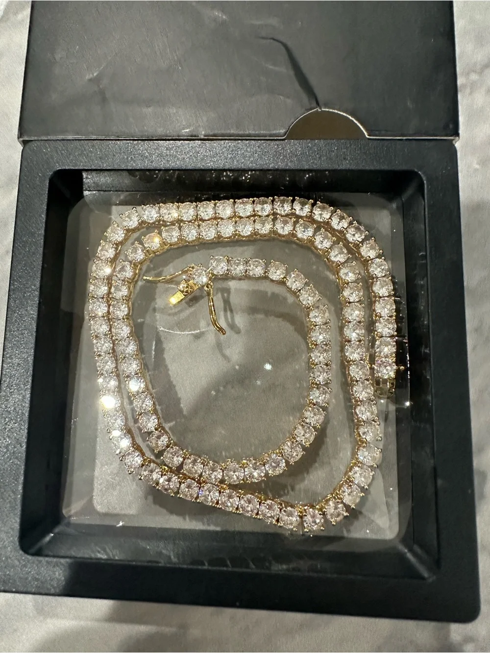Gold-Tone Crystal Tennis Necklace